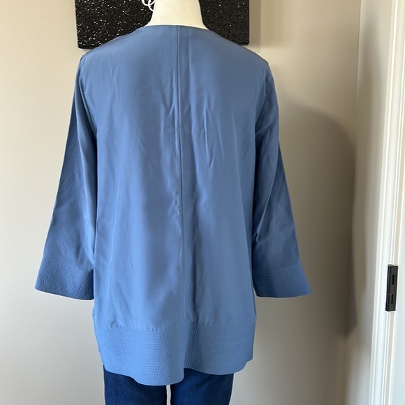 LAFAYETTE 148 Silk Blue Notched Neck Top Blouse Career Shirt Sz M - Picture 5 of 9